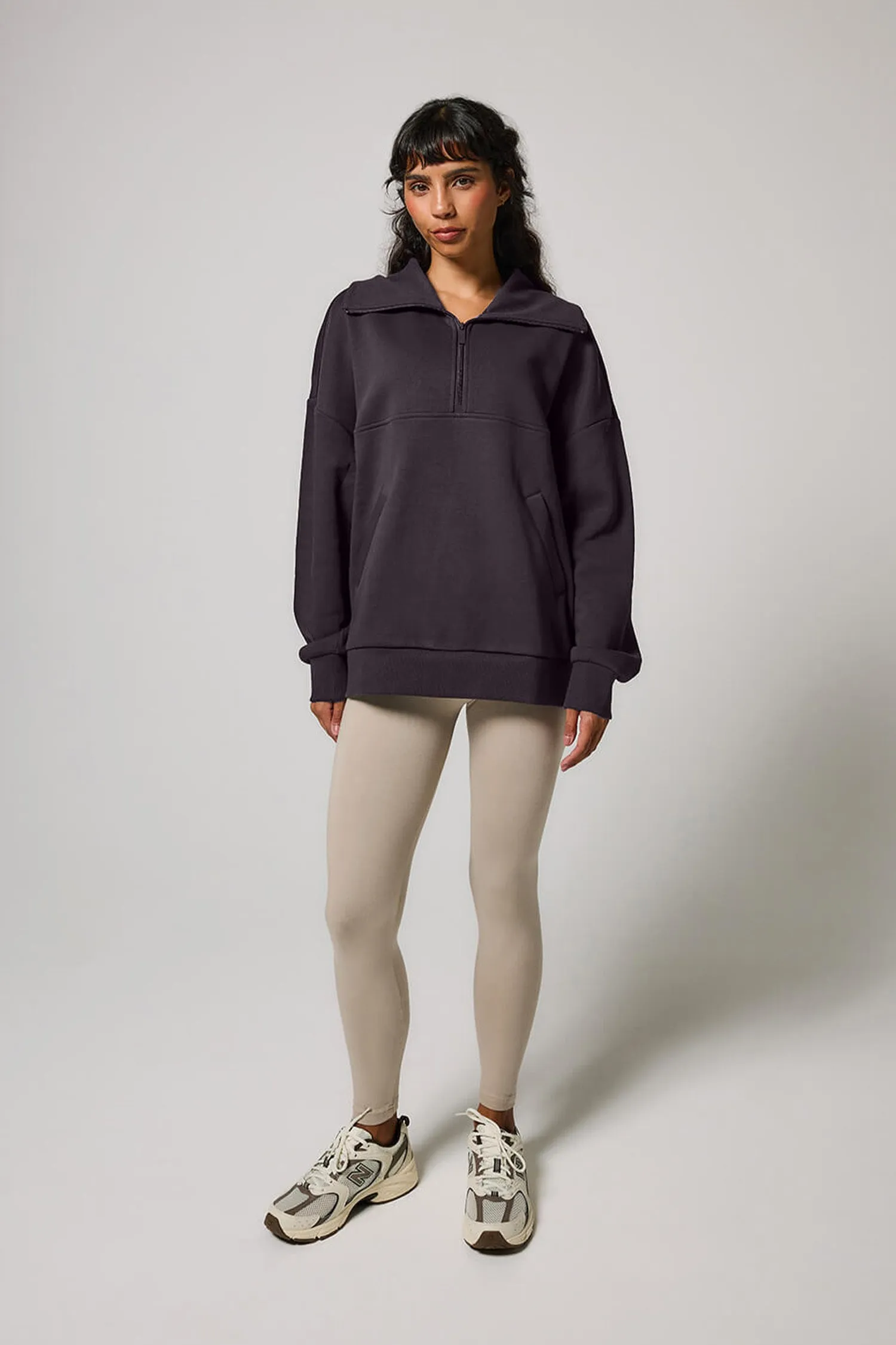 ALL SZN Organic Oversized 1/4 Zip Sweatshirt - Shadow Grey