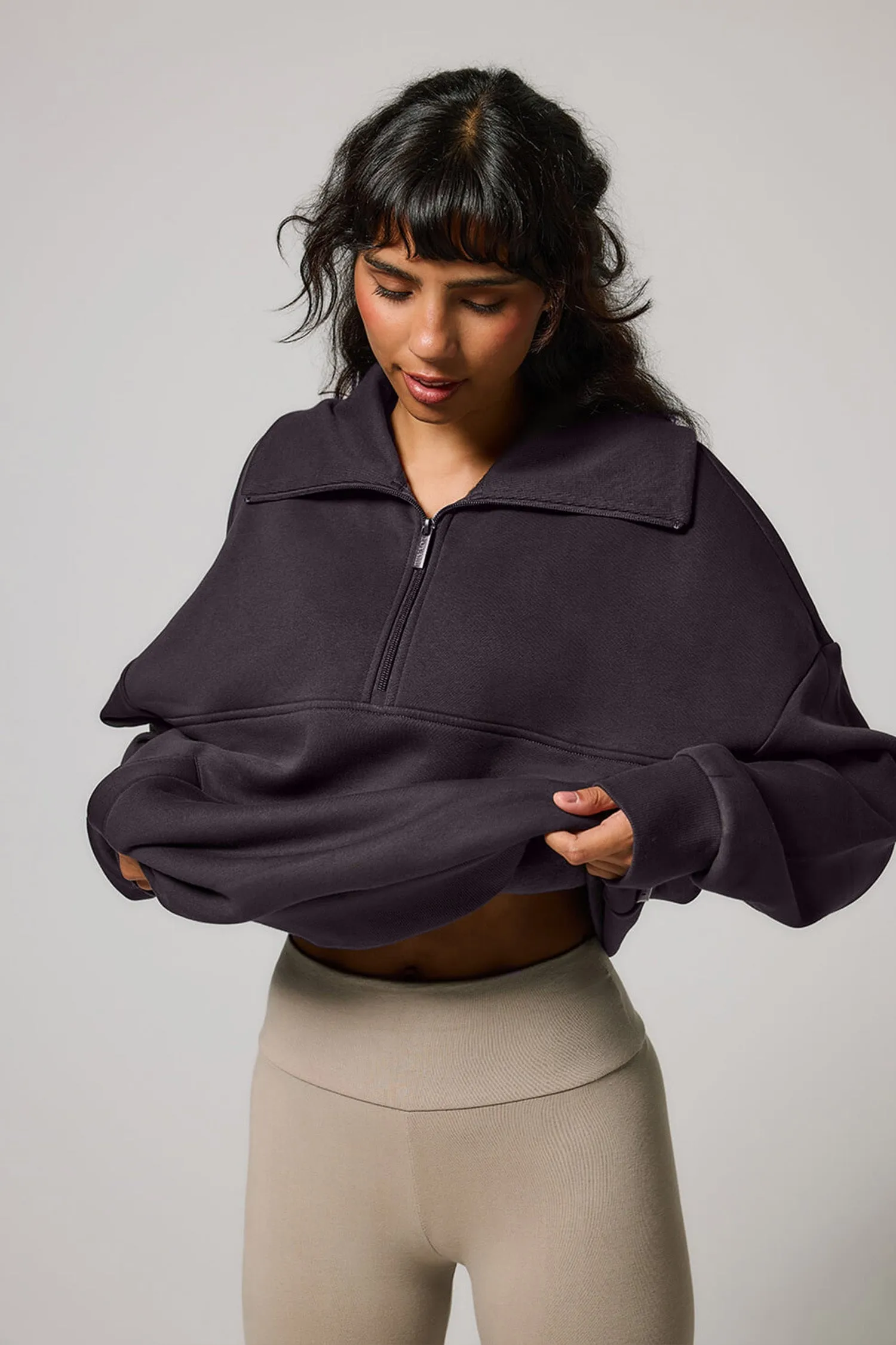 ALL SZN Organic Oversized 1/4 Zip Sweatshirt - Shadow Grey