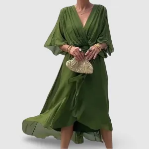 Bella | Chic V-Neck Midi Dress