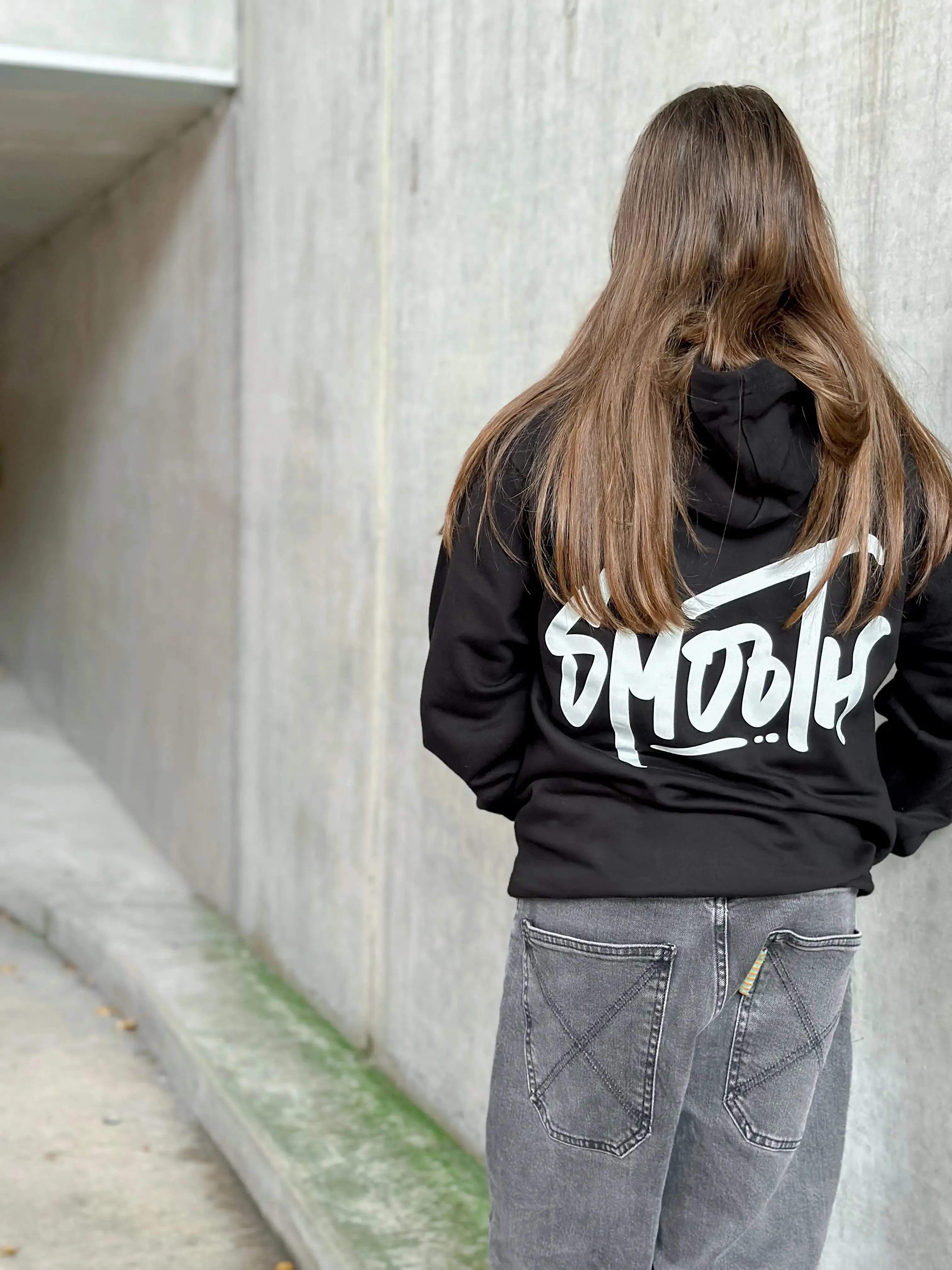 Black Kids Hoodie / Dainty White Front Back Girls