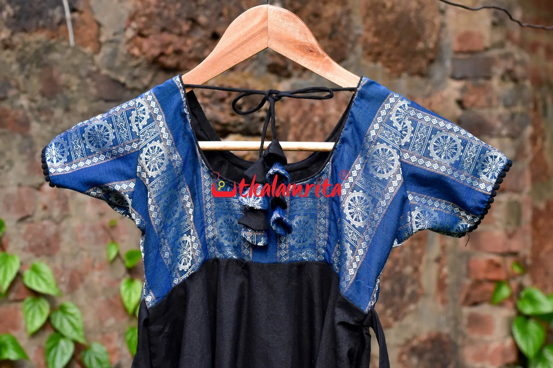 Black With Blue Konark Wheels (Girls' Frock)