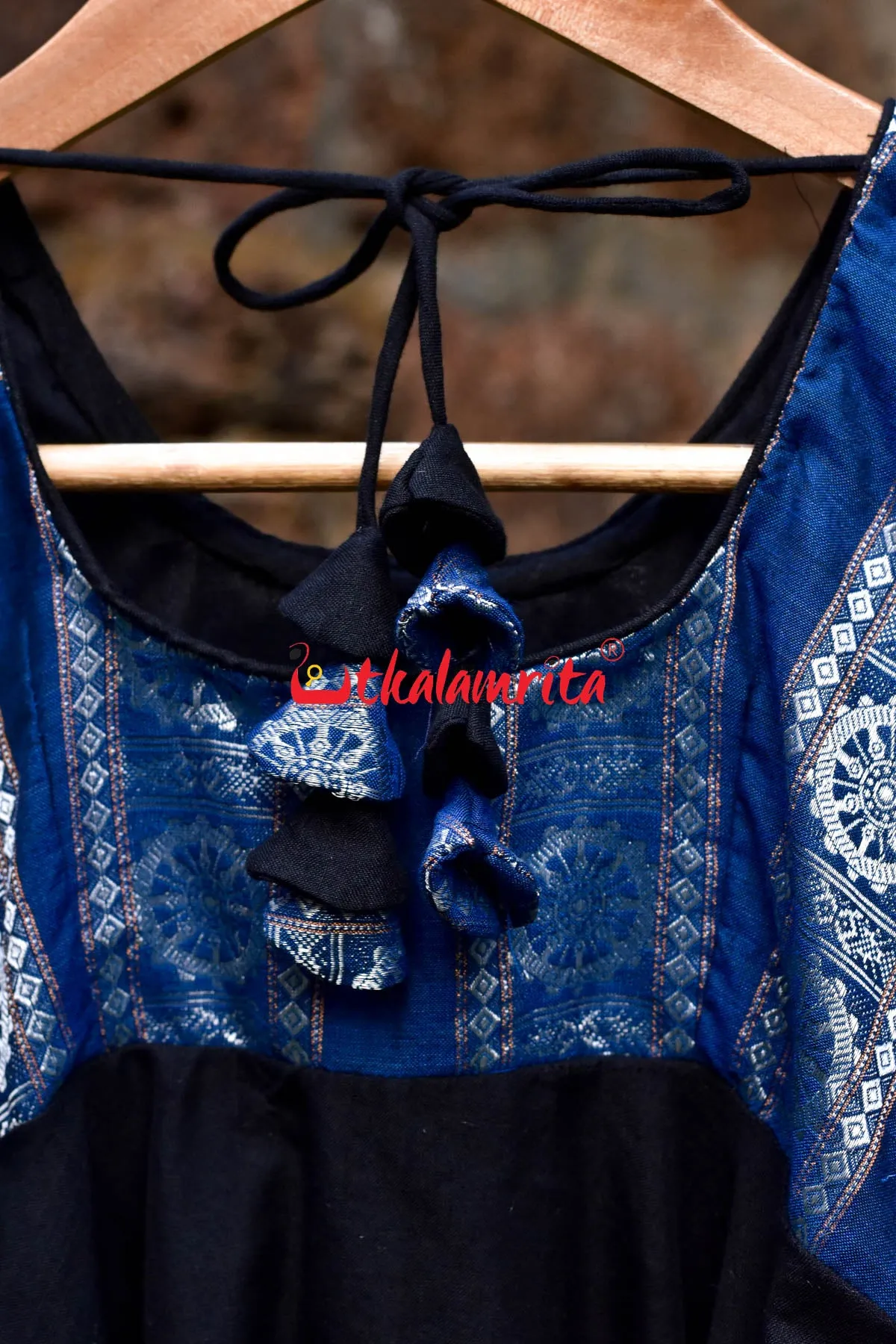 Black With Blue Konark Wheels (Girls' Frock)