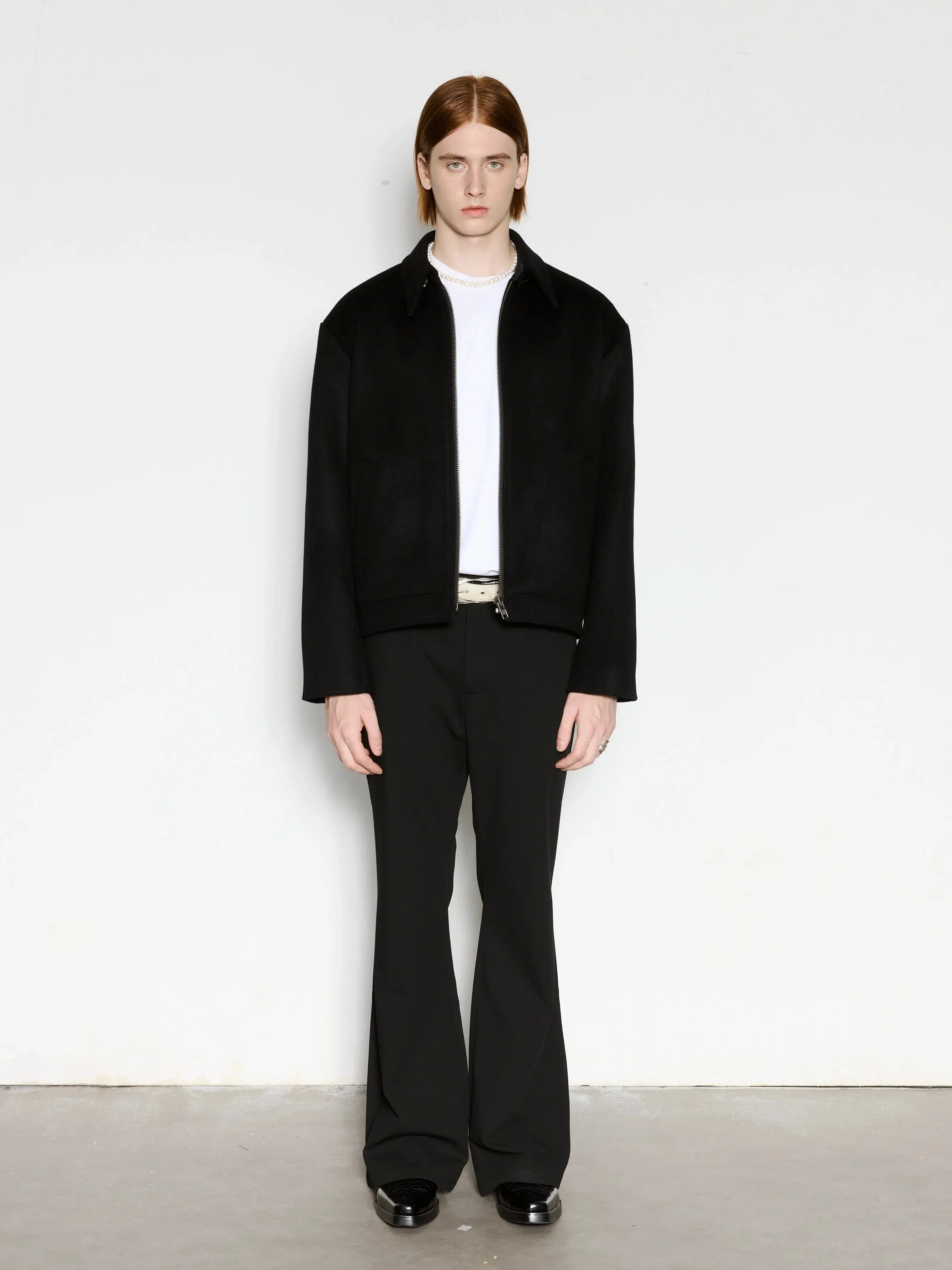 Black Wool Zipper Jacket