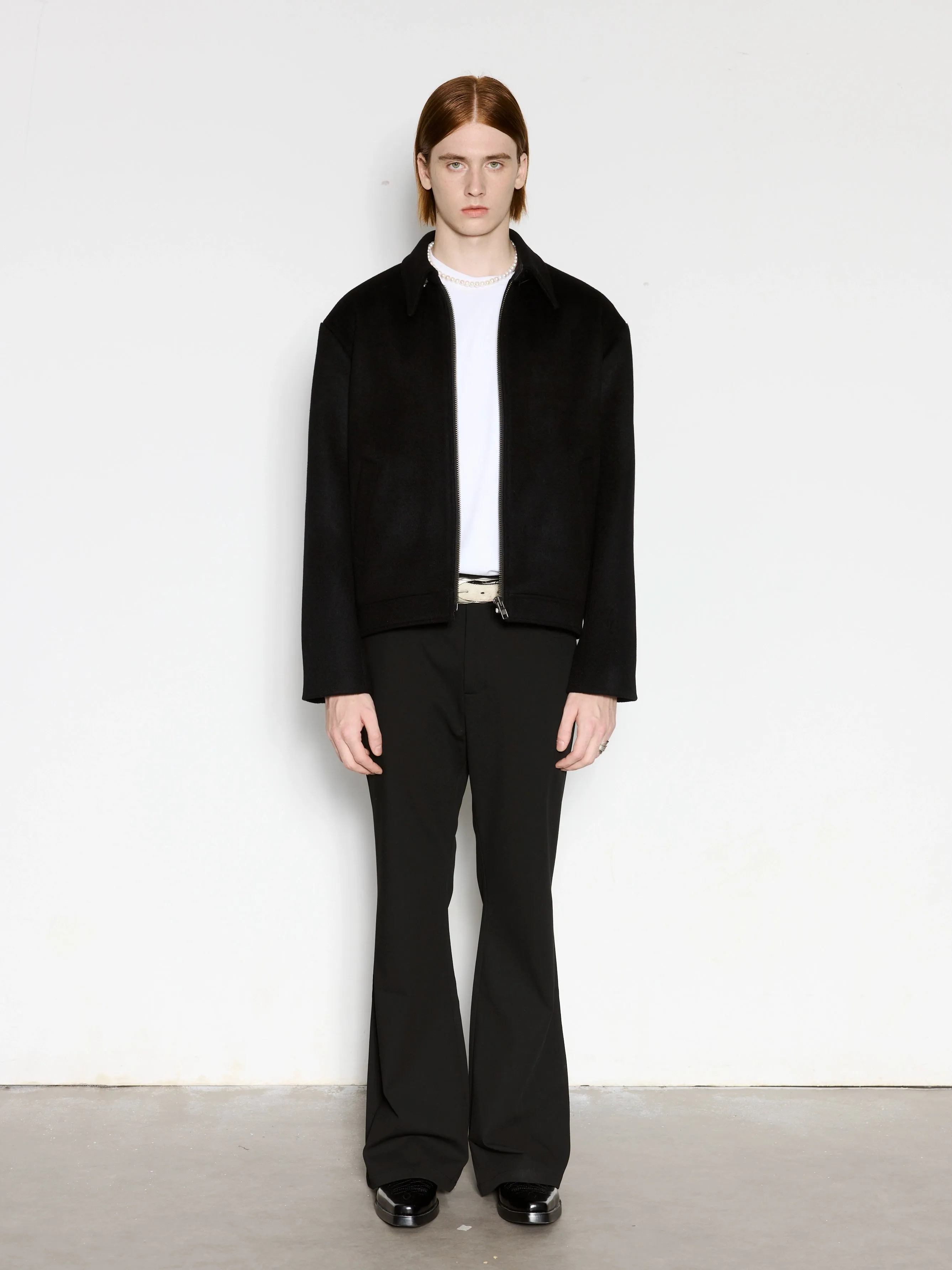 Black Wool Zipper Jacket