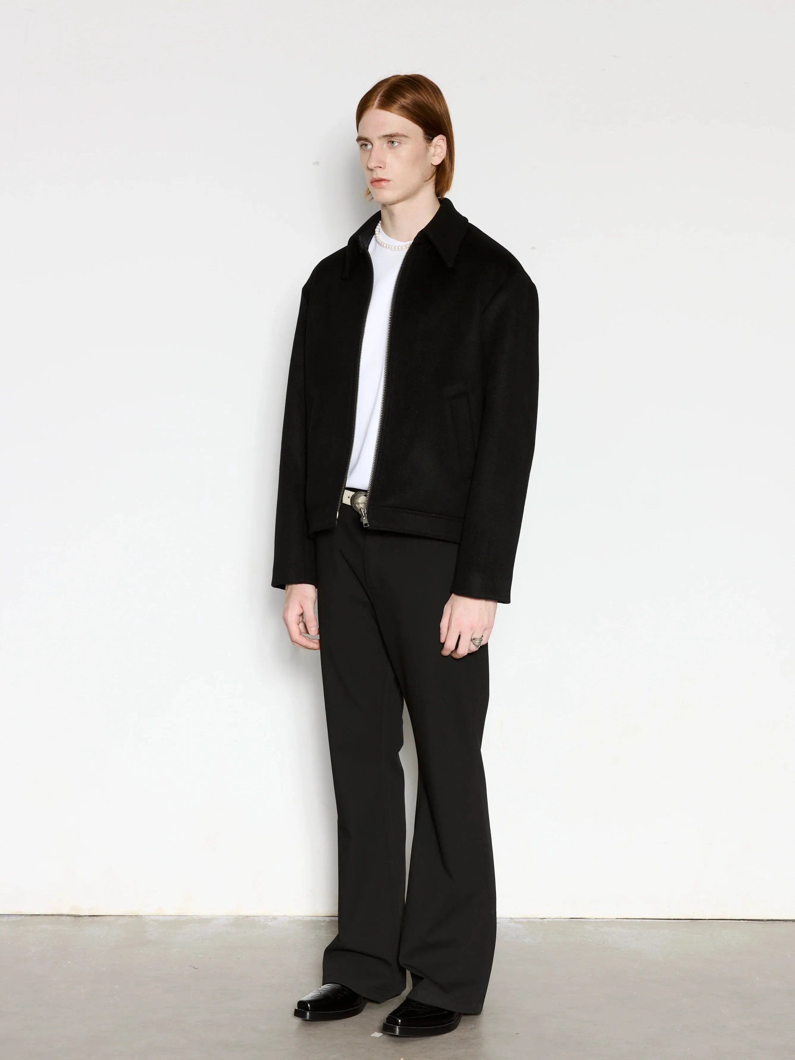 Black Wool Zipper Jacket