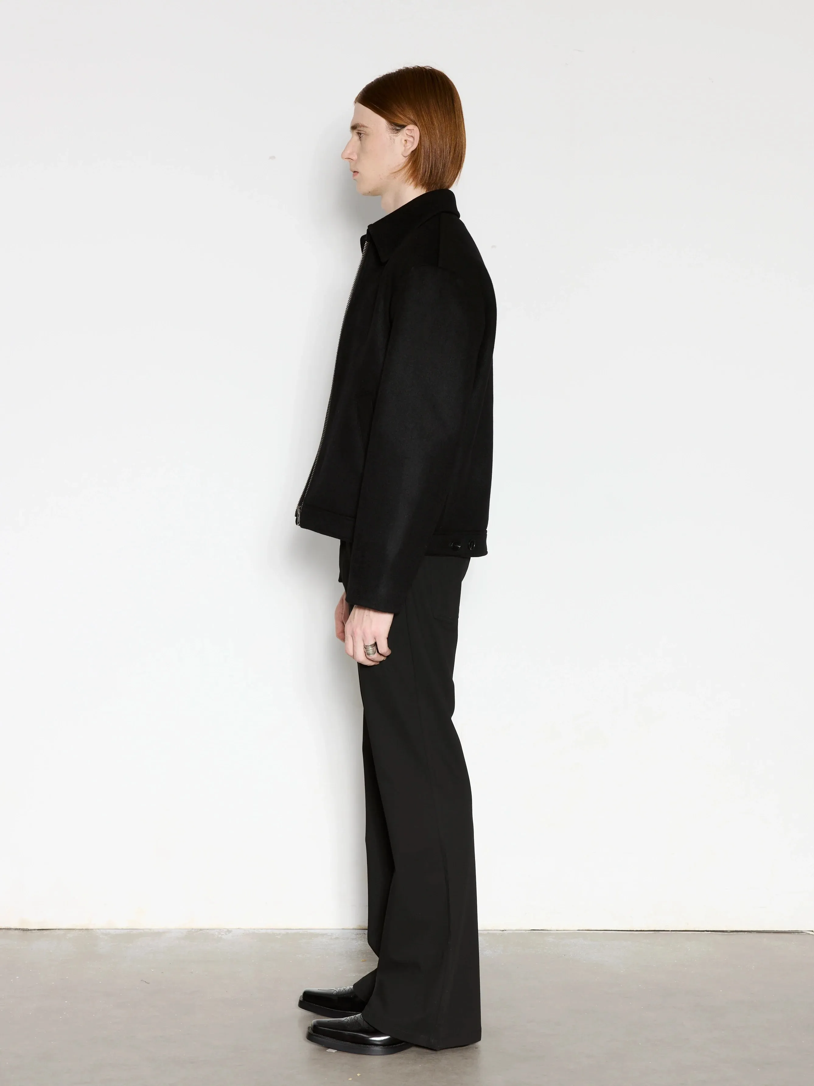Black Wool Zipper Jacket