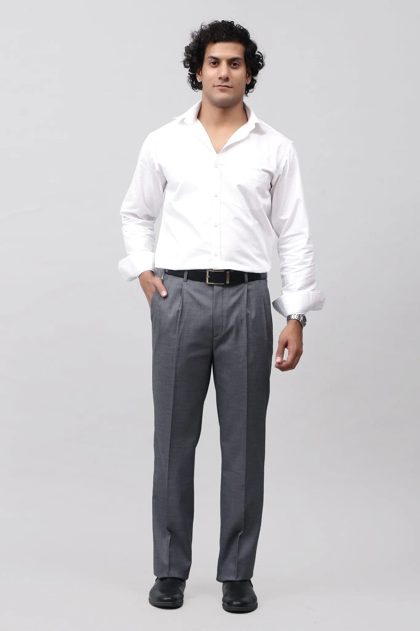 Bluebird Sophisticated Dark Grey Pleated Trouser