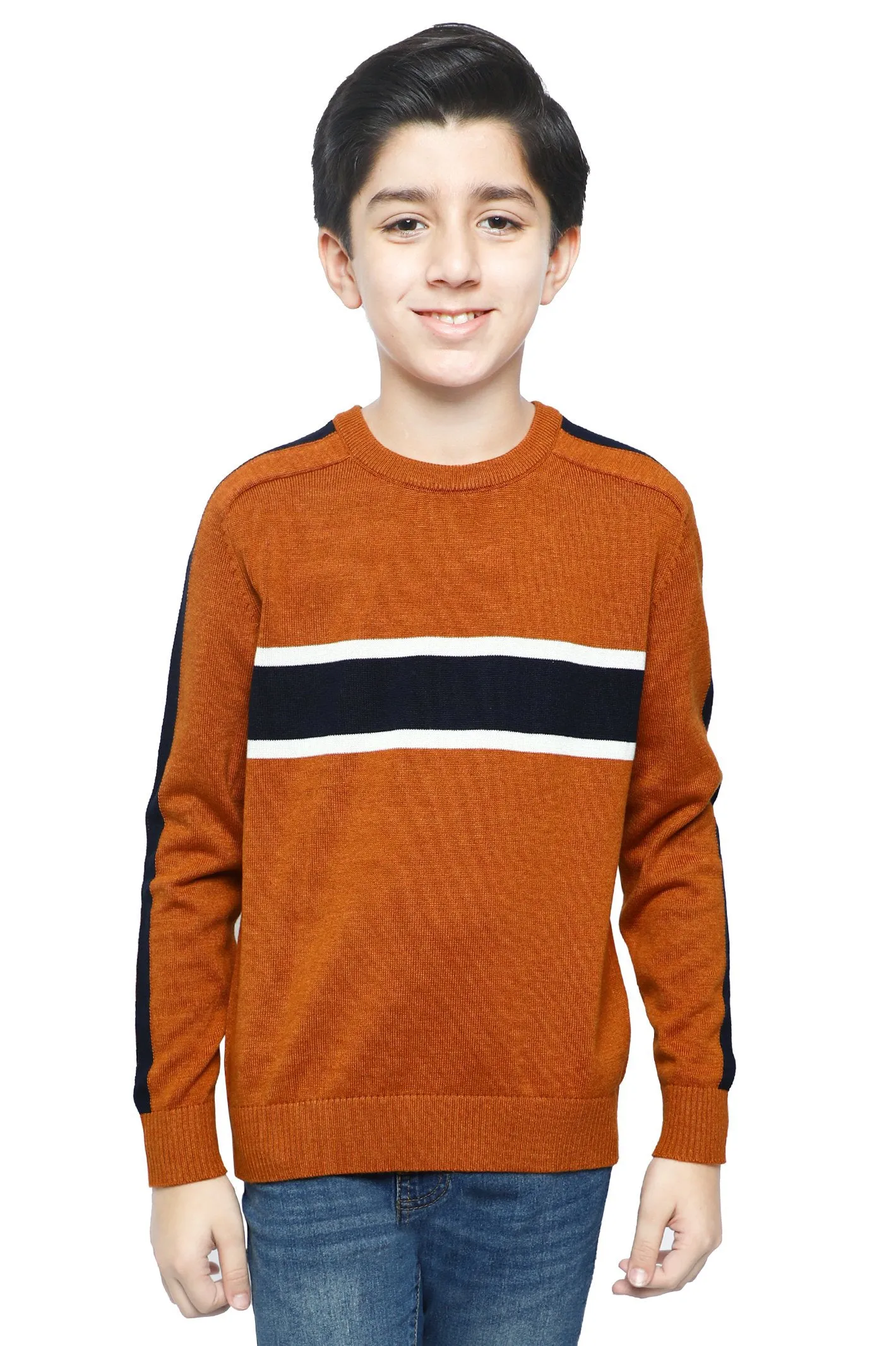 Boys Sweaters In Brown SKU: KBE-0171-BROWN