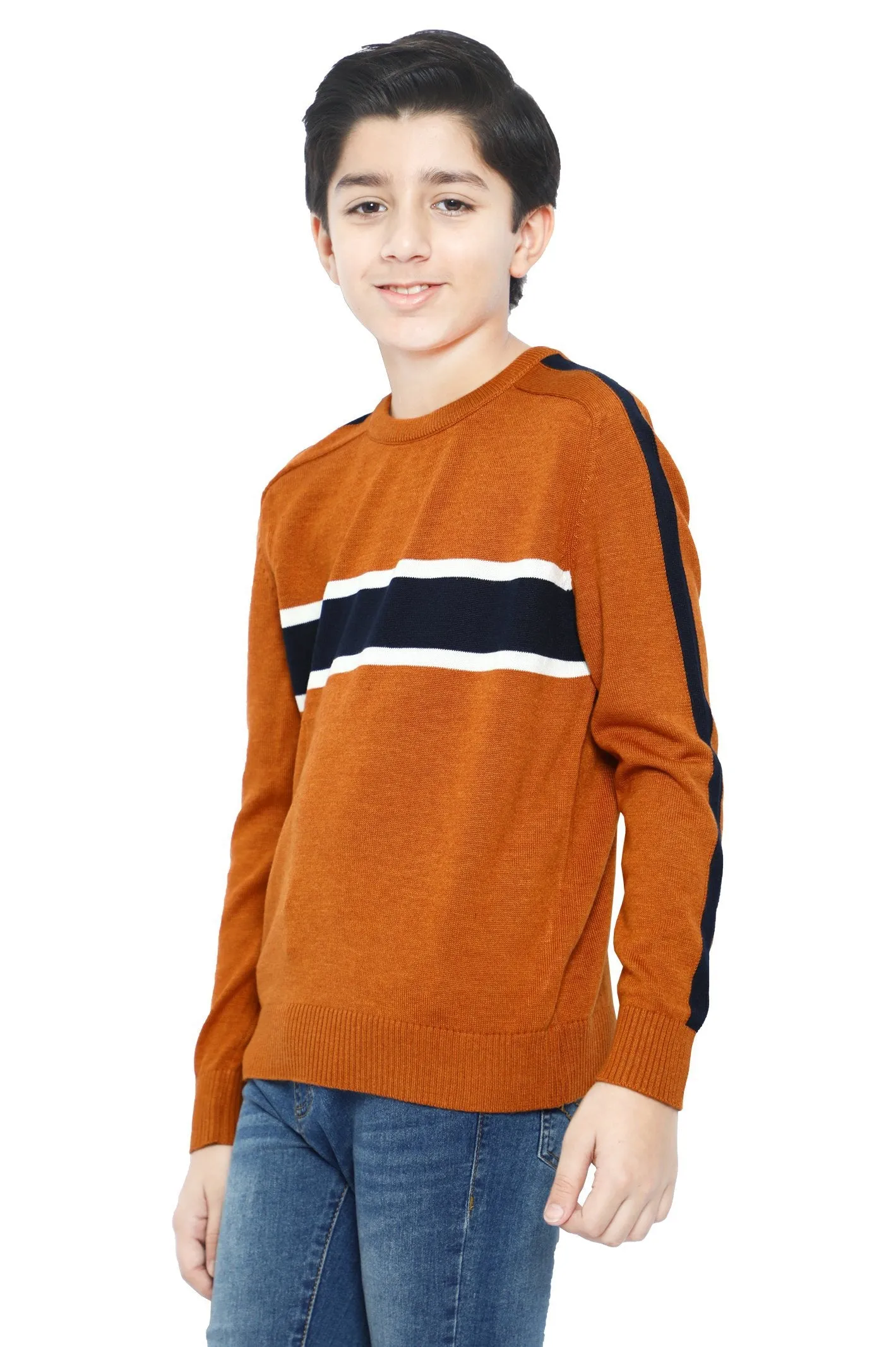 Boys Sweaters In Brown SKU: KBE-0171-BROWN