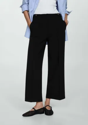 Buttons straight-fit trousers - Black