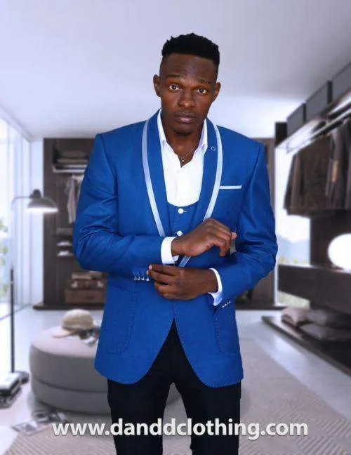 Casual Blue and Silver Blazer