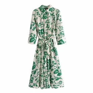 CASUAL POPLIN LAPEL CHIC LOOSE DRESS