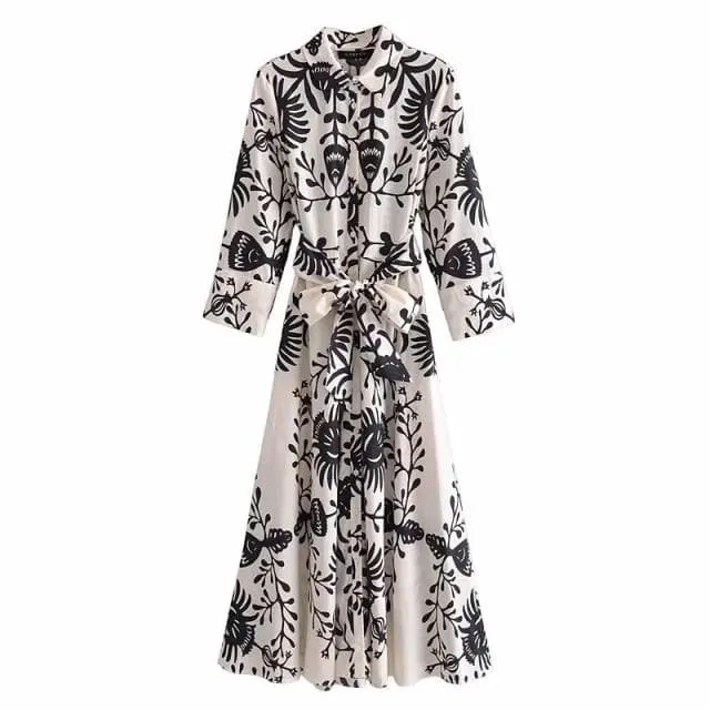 CASUAL POPLIN LAPEL CHIC LOOSE DRESS