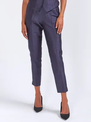Cigarette Trousers Ink Silk Douppion