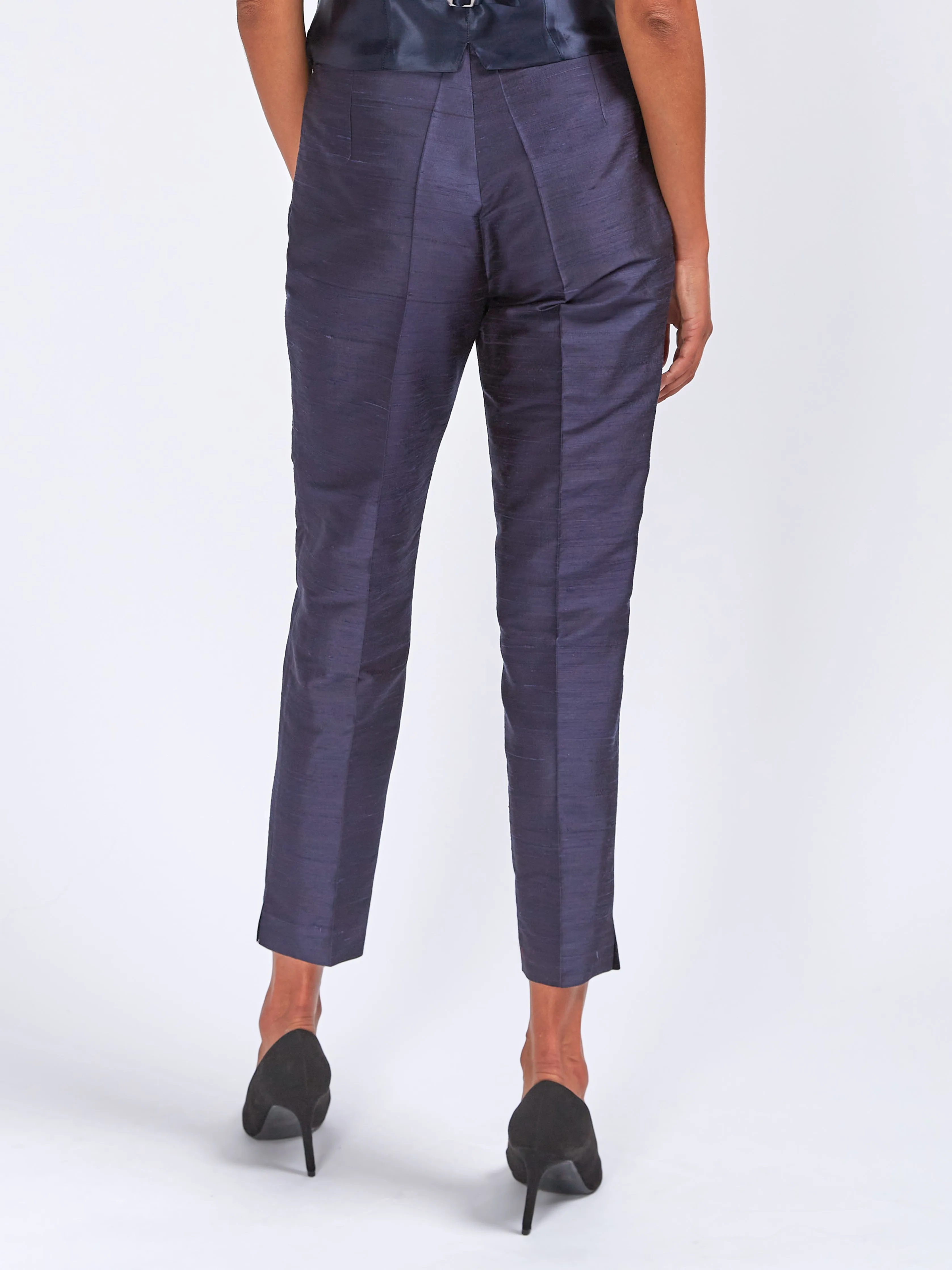 Cigarette Trousers Ink Silk Douppion