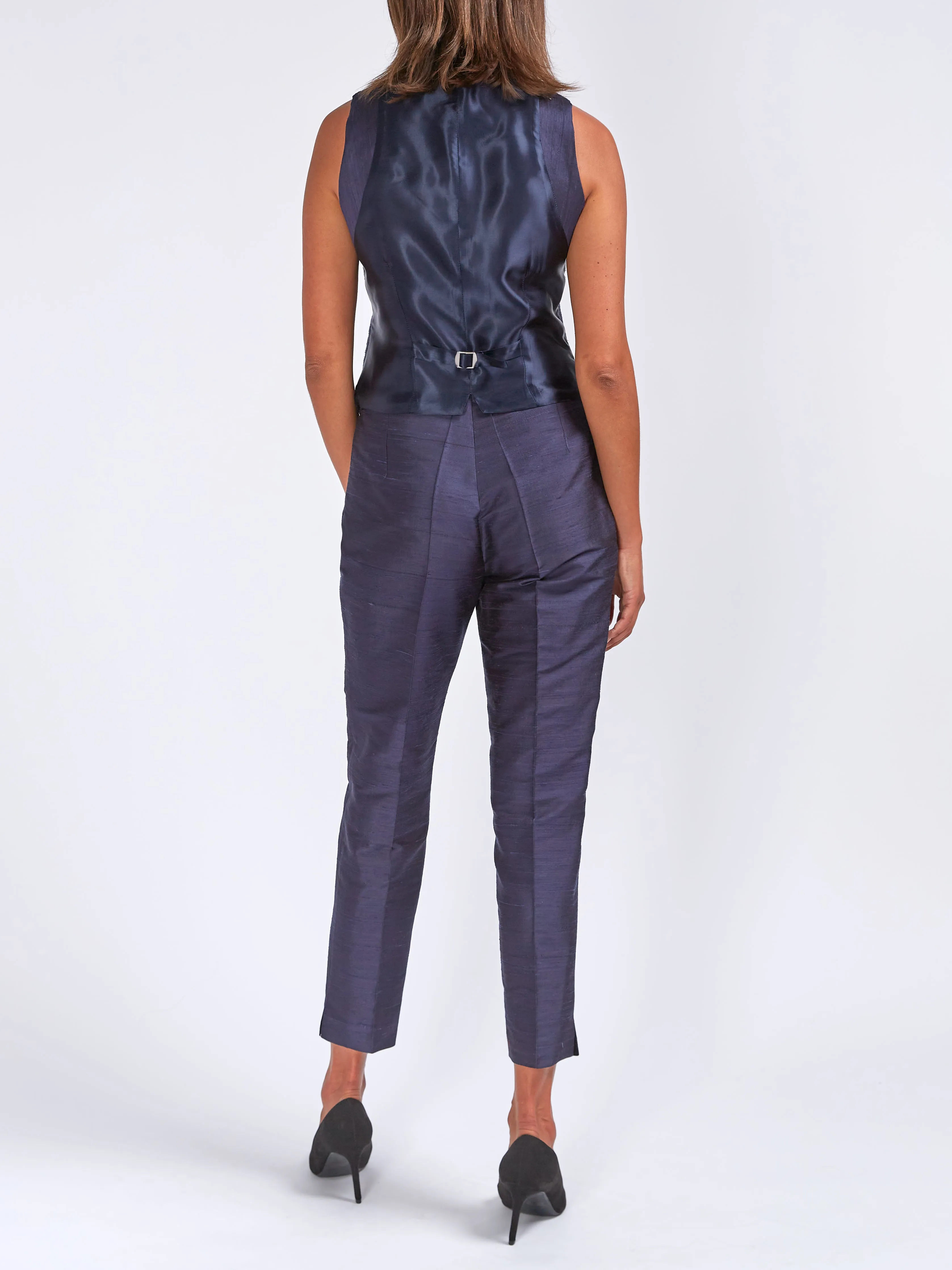 Cigarette Trousers Ink Silk Douppion