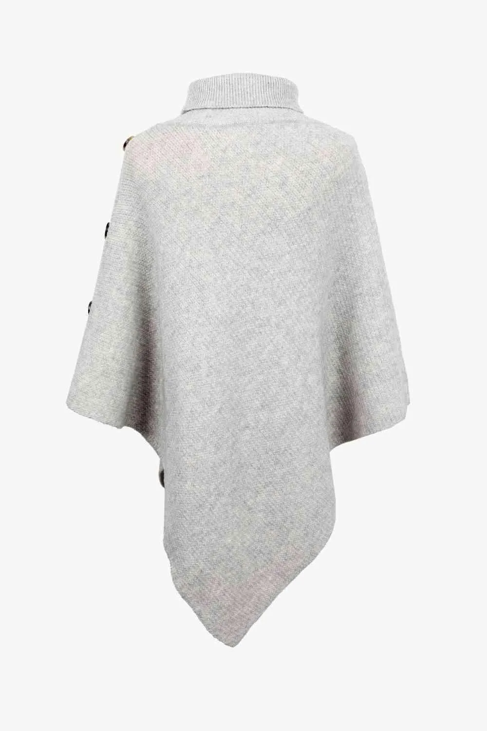 Cozy Fashionista Buttoned Turtle Neck Poncho