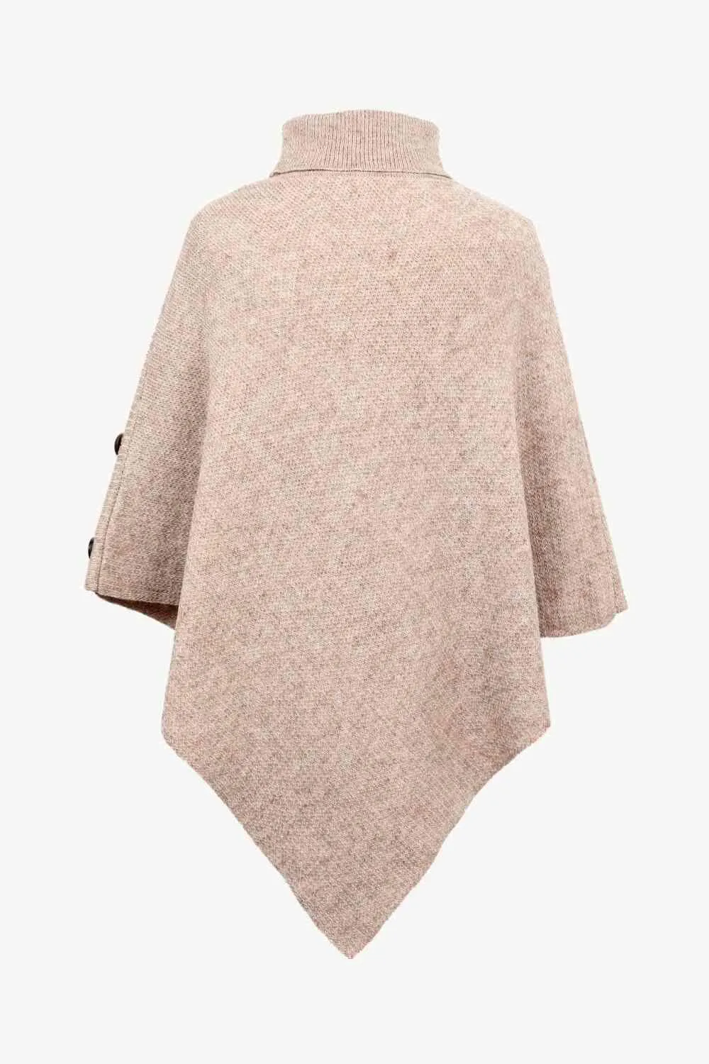 Cozy Fashionista Buttoned Turtle Neck Poncho