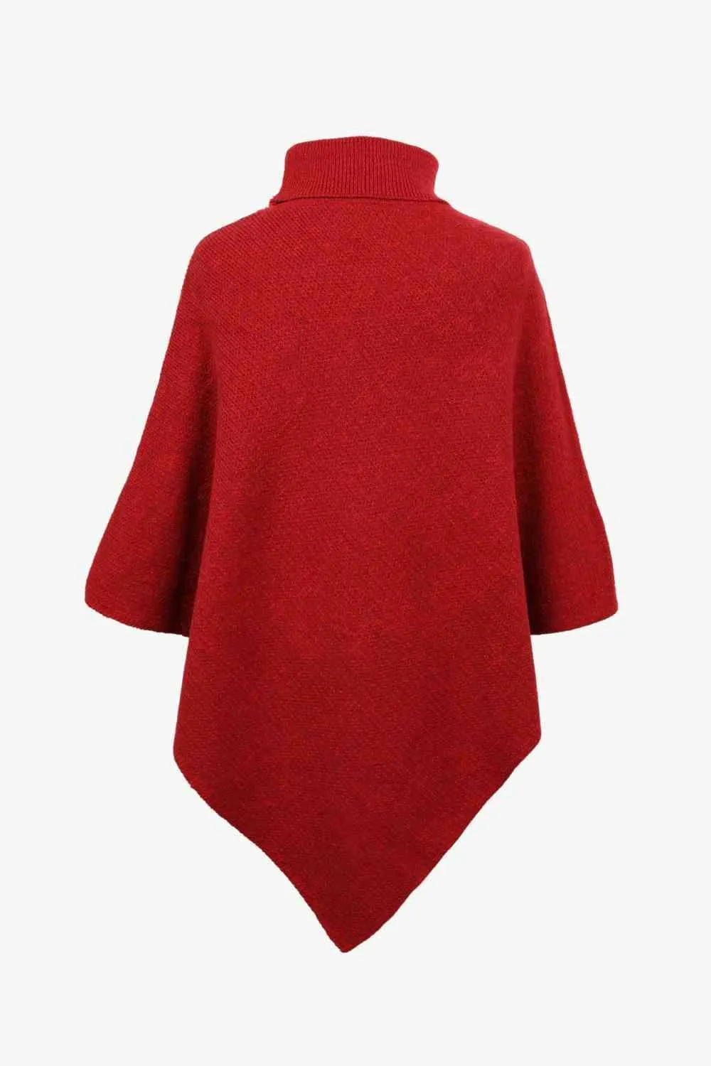 Cozy Fashionista Buttoned Turtle Neck Poncho