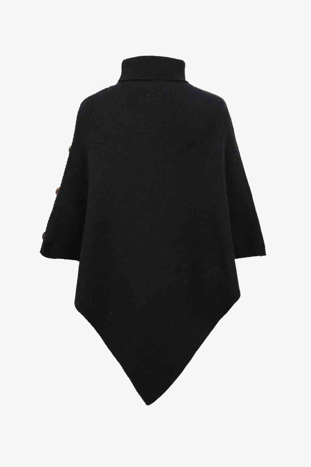 Cozy Fashionista Buttoned Turtle Neck Poncho