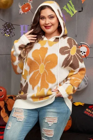 Curvy Knitted Drawstring Hooded Sweater