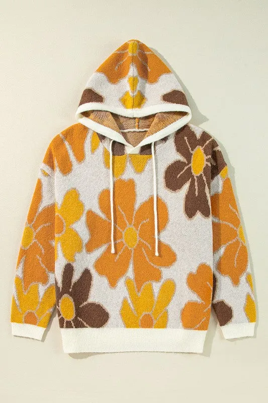 Curvy Knitted Drawstring Hooded Sweater