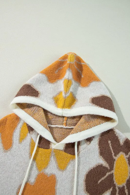 Curvy Knitted Drawstring Hooded Sweater
