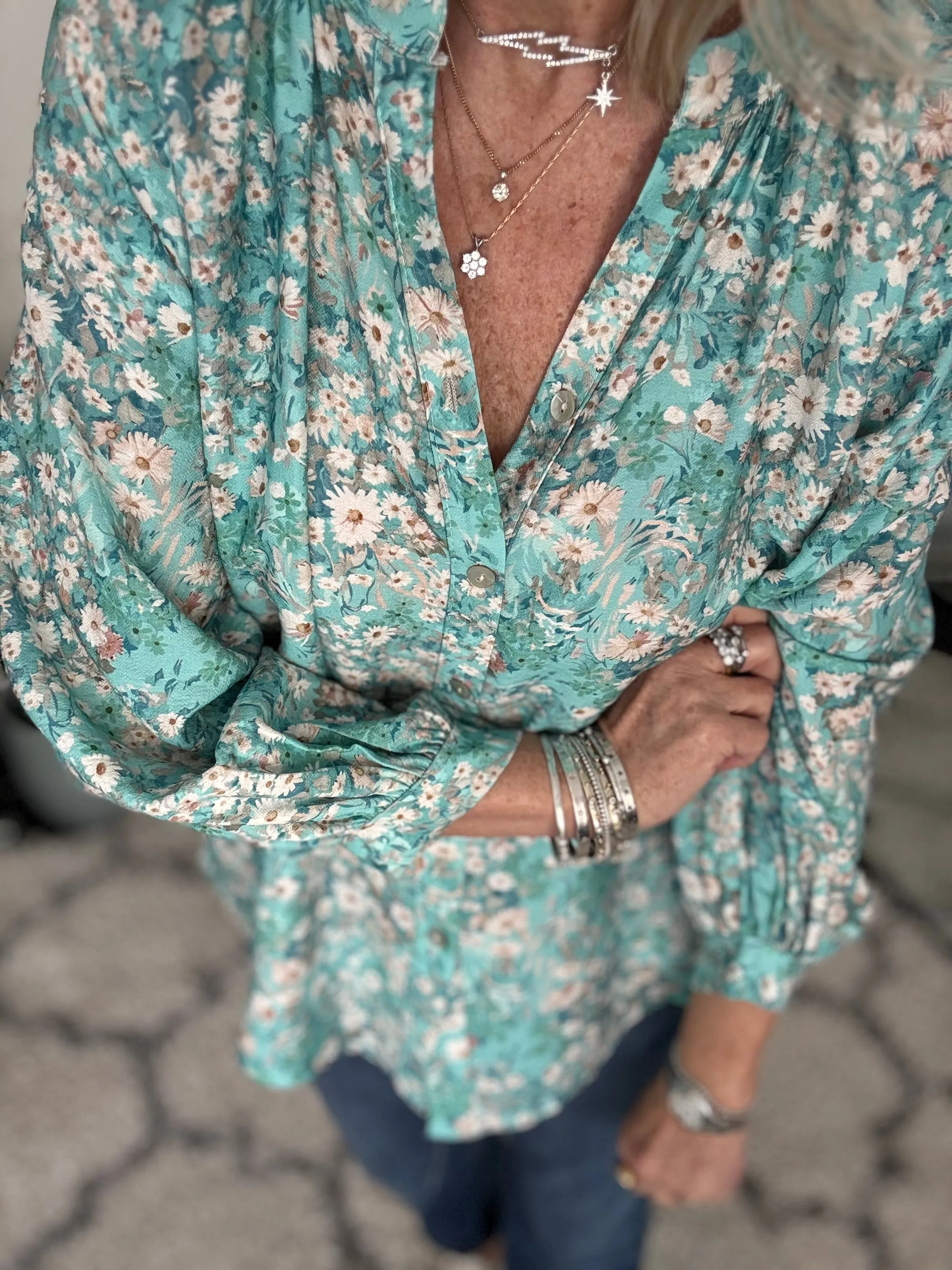 Daisy Blouse in Aqua