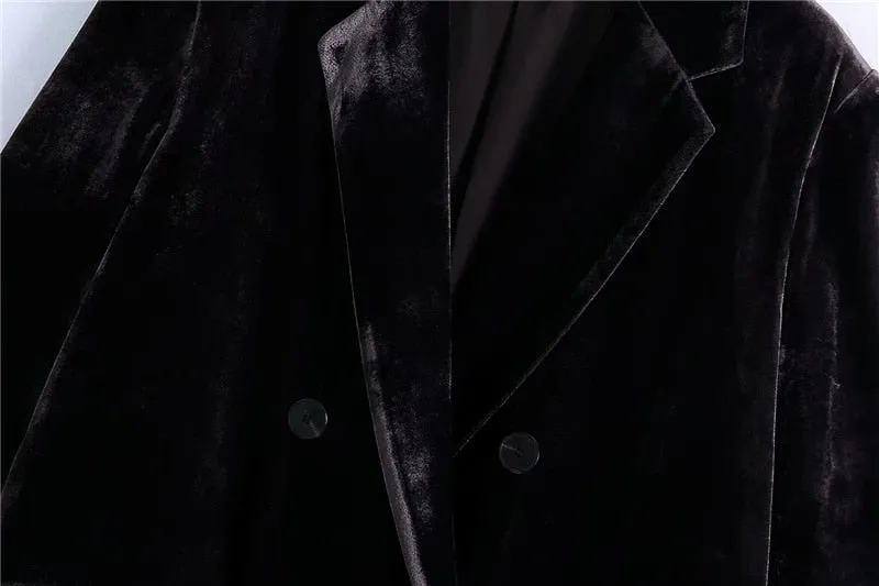 DOUBLE BREASTED VELVET BLAZER