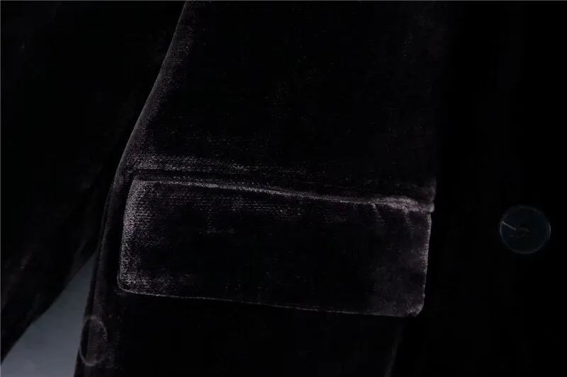 DOUBLE BREASTED VELVET BLAZER
