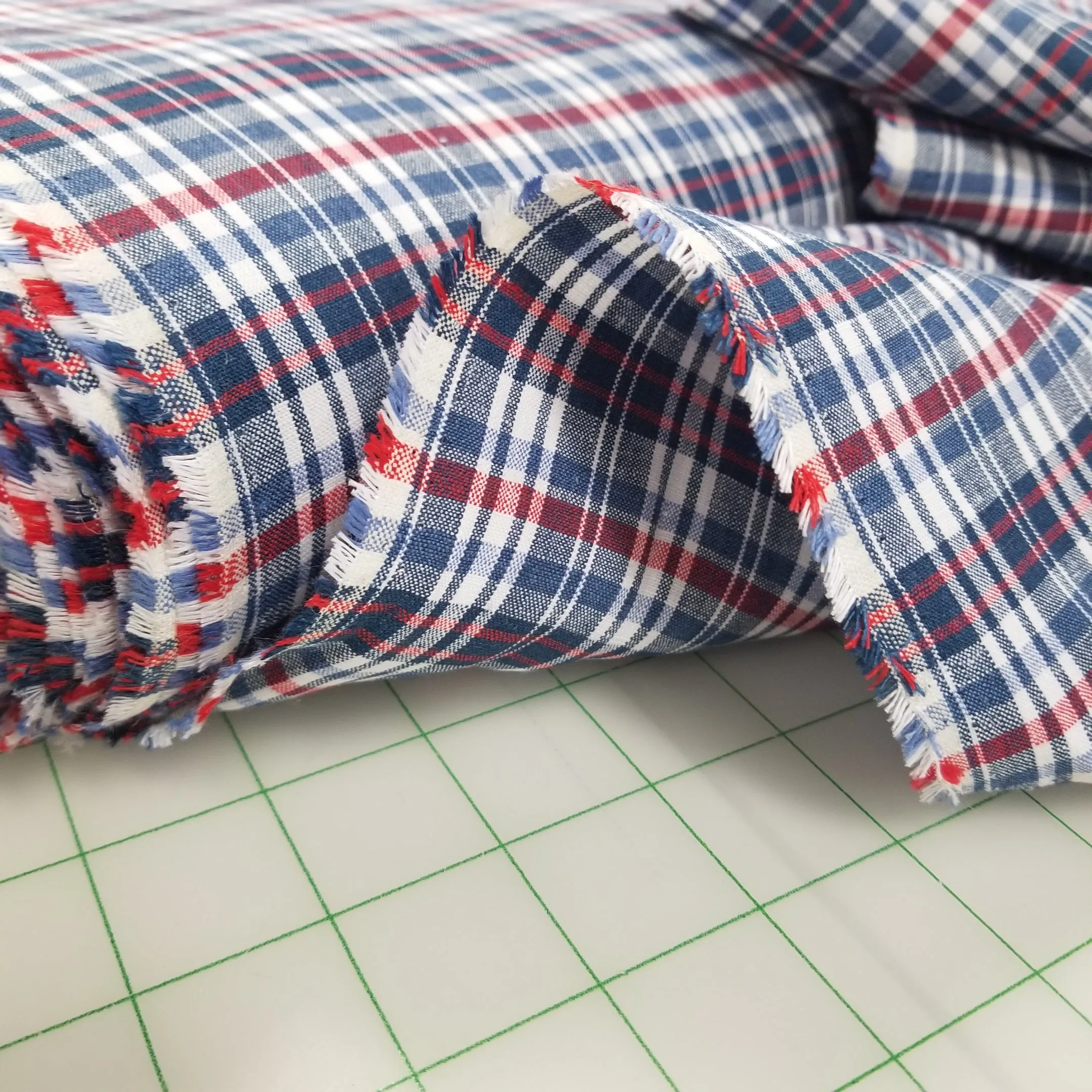 End of Bolt: 2-1/4th yards of Irish 100% Pure Linen Blue and Red Plaid  Spence Bryson Linen Woven 197 GSM-remnant