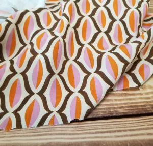 End of bolt: 3 yards of Designer Deadstock Italian Retro Orange and Pink Rayon Crepe Woven- remnant