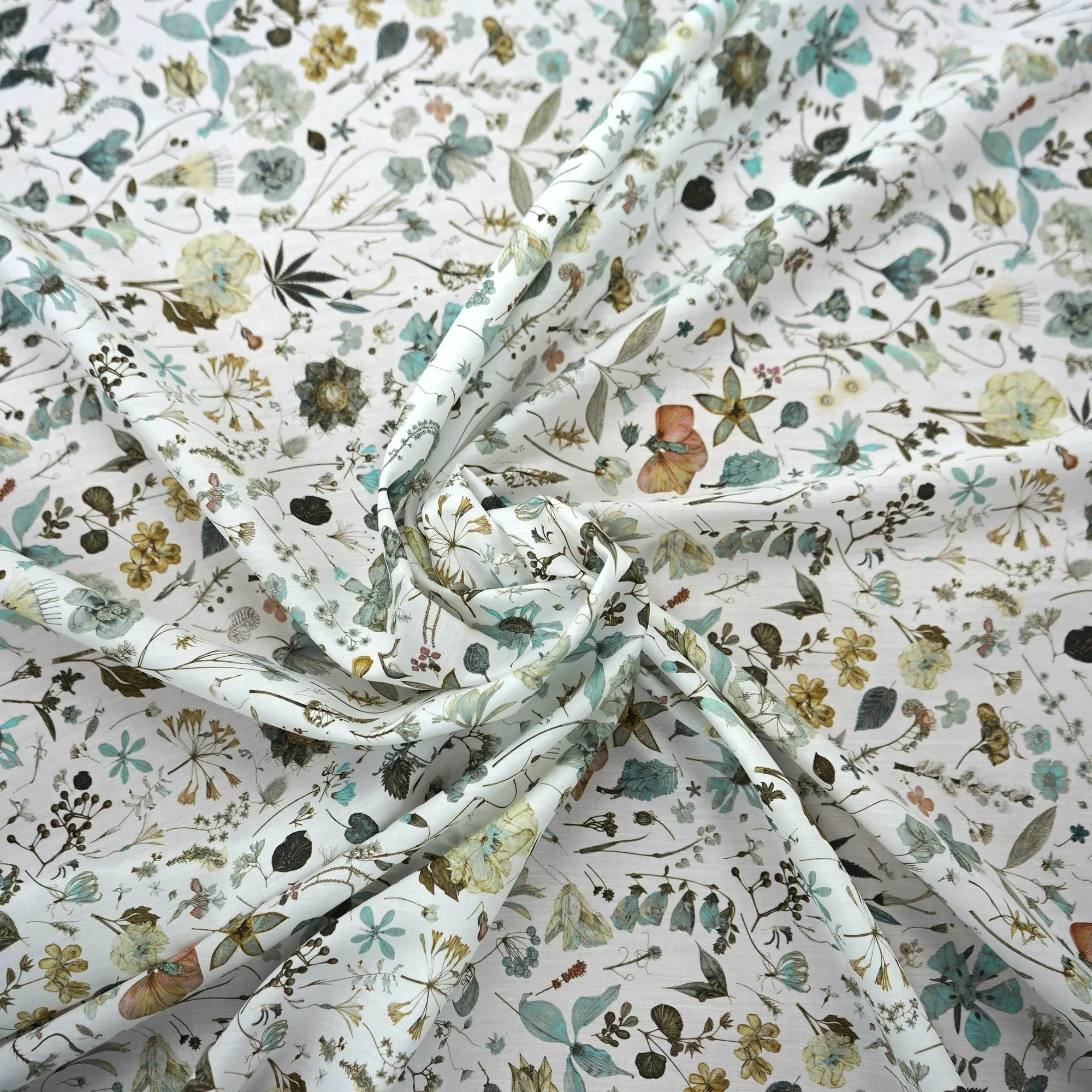 Floral Eve Aqua Tana Lawn™ Cotton Liberty of London Cotton Fabric