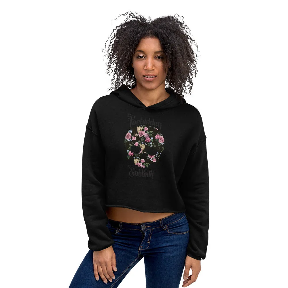 FLOWER SKULL-CROPPED HOODIE