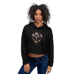 FLOWER SKULL-CROPPED HOODIE