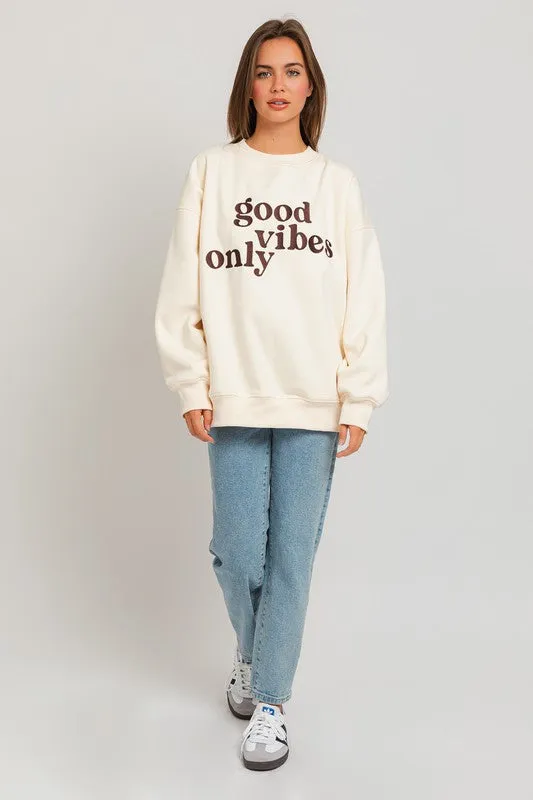 Good Vibes Only Scoop Neck Oversized Sweatshirt