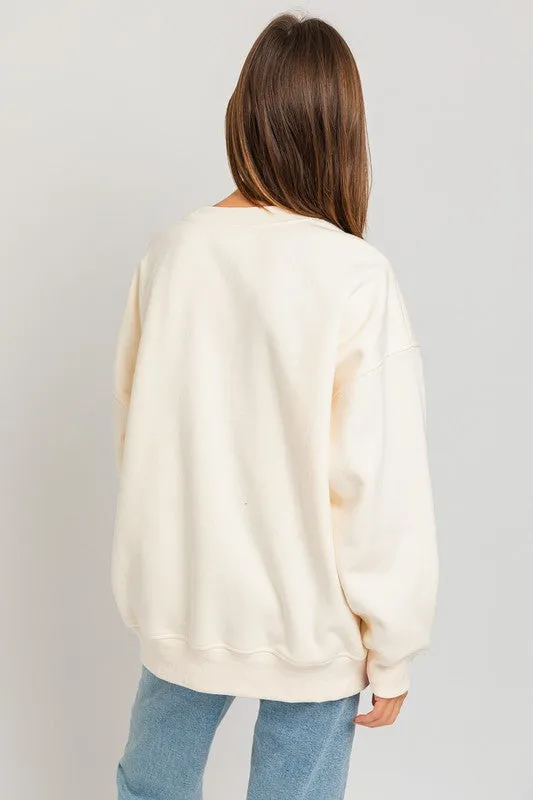 Good Vibes Only Scoop Neck Oversized Sweatshirt