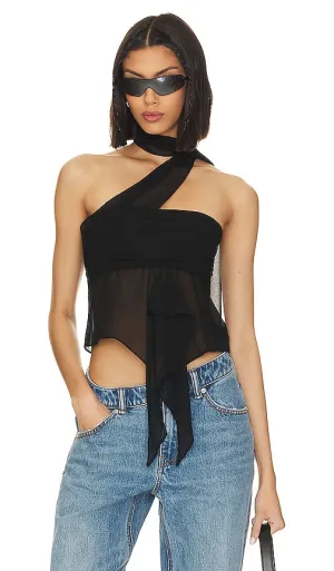 GUIZIO Chiffon Wrap Around Top in Black