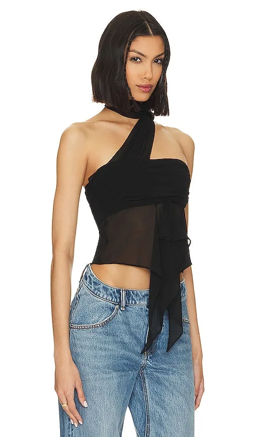 GUIZIO Chiffon Wrap Around Top in Black