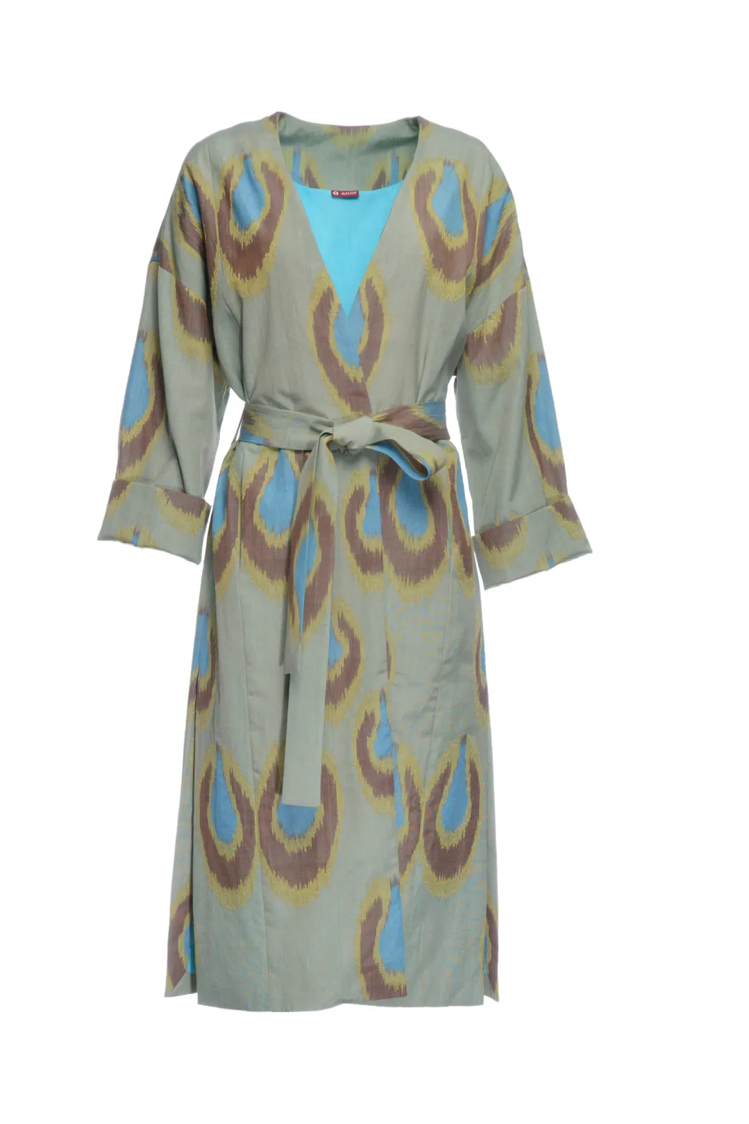 Handwoven Silk Ikat Coat - Peacock