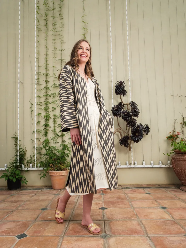 Handwoven Silk Ikat Coat - Zig Zag