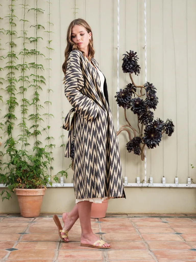 Handwoven Silk Ikat Coat - Zig Zag