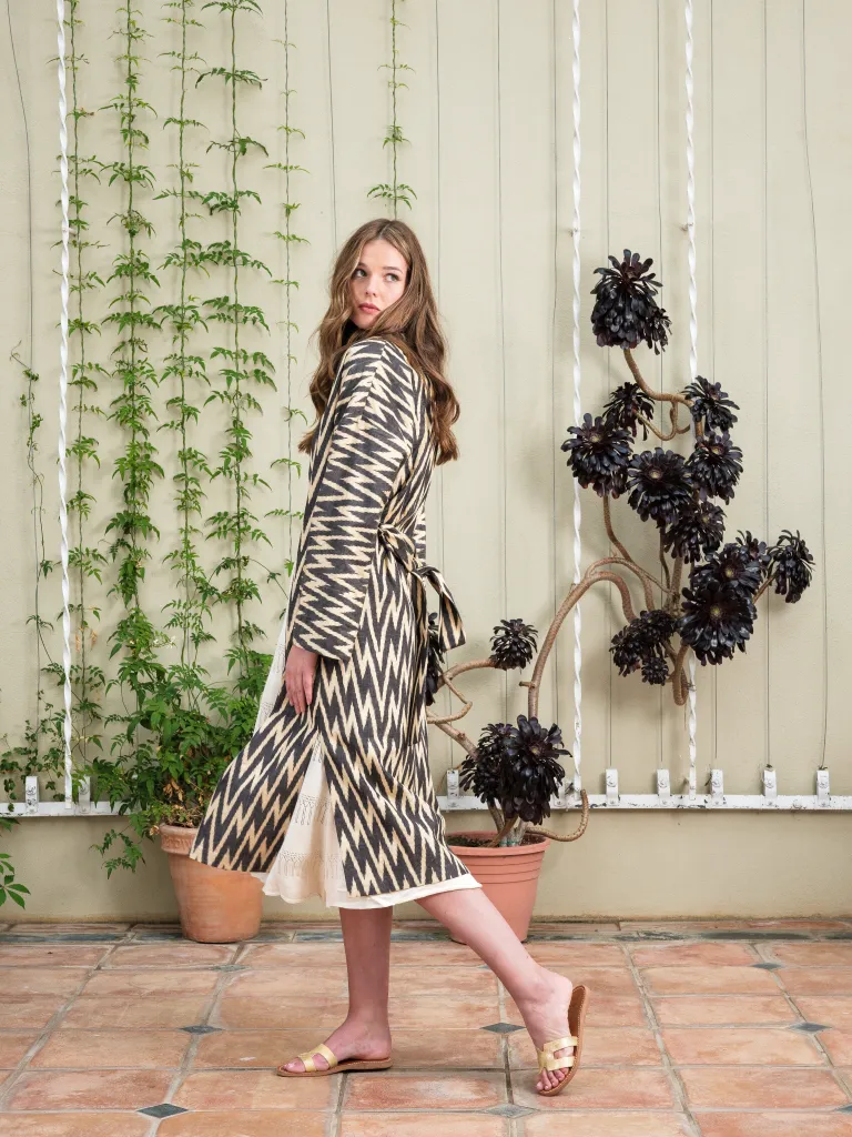 Handwoven Silk Ikat Coat - Zig Zag