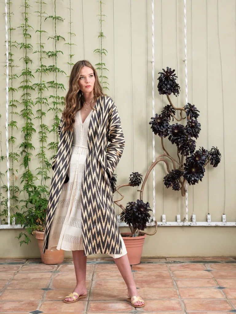 Handwoven Silk Ikat Coat - Zig Zag
