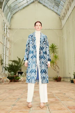 Handwoven Silk Velvet Ikat Shawl Coat - Camila - 'Perfection'