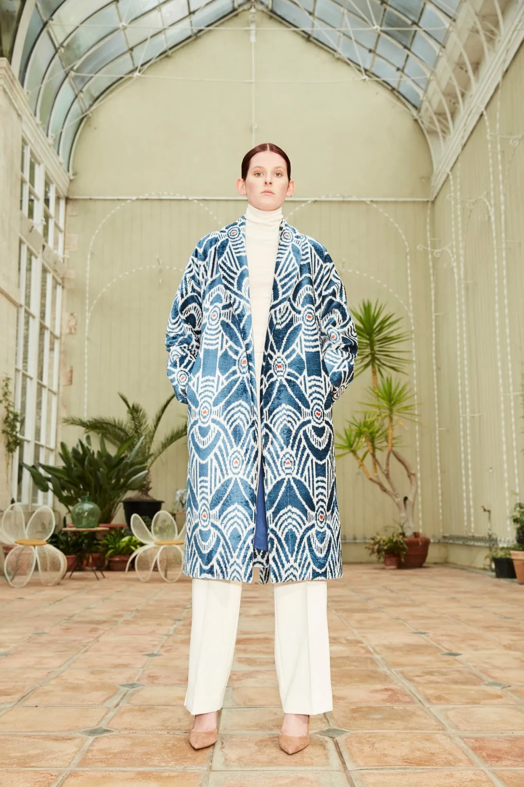 Handwoven Silk Velvet Ikat Shawl Coat - Camila - 'Perfection'