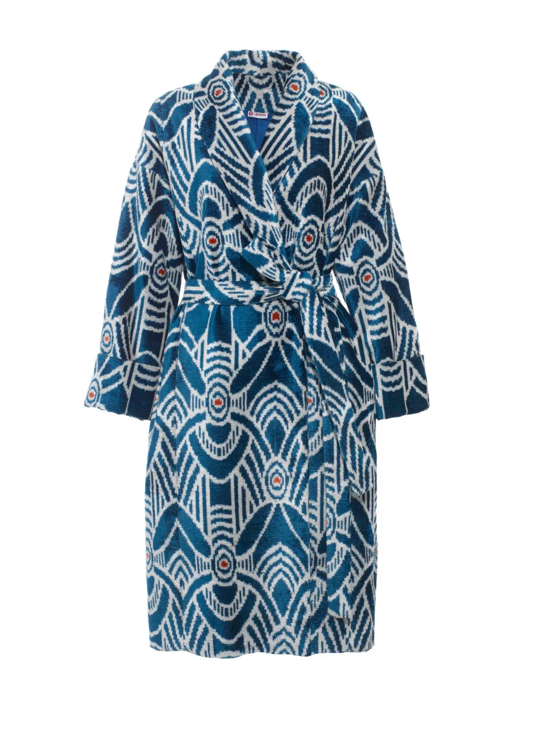 Handwoven Silk Velvet Ikat Shawl Coat - Camila - 'Perfection'
