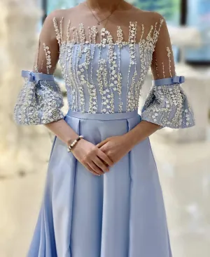 Light Blue Evening Dress Flowers