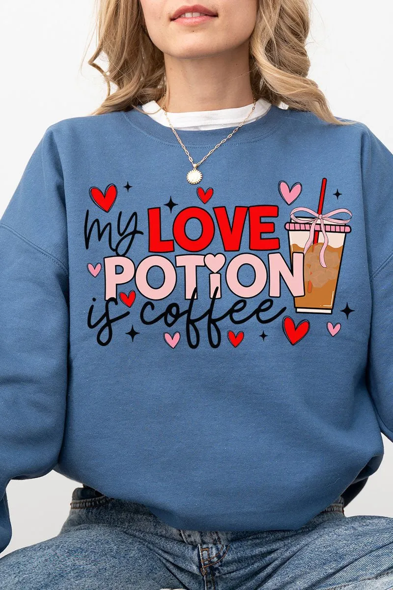 Love Potion Is Coffee Heavy-weight Crew Sweatshirt