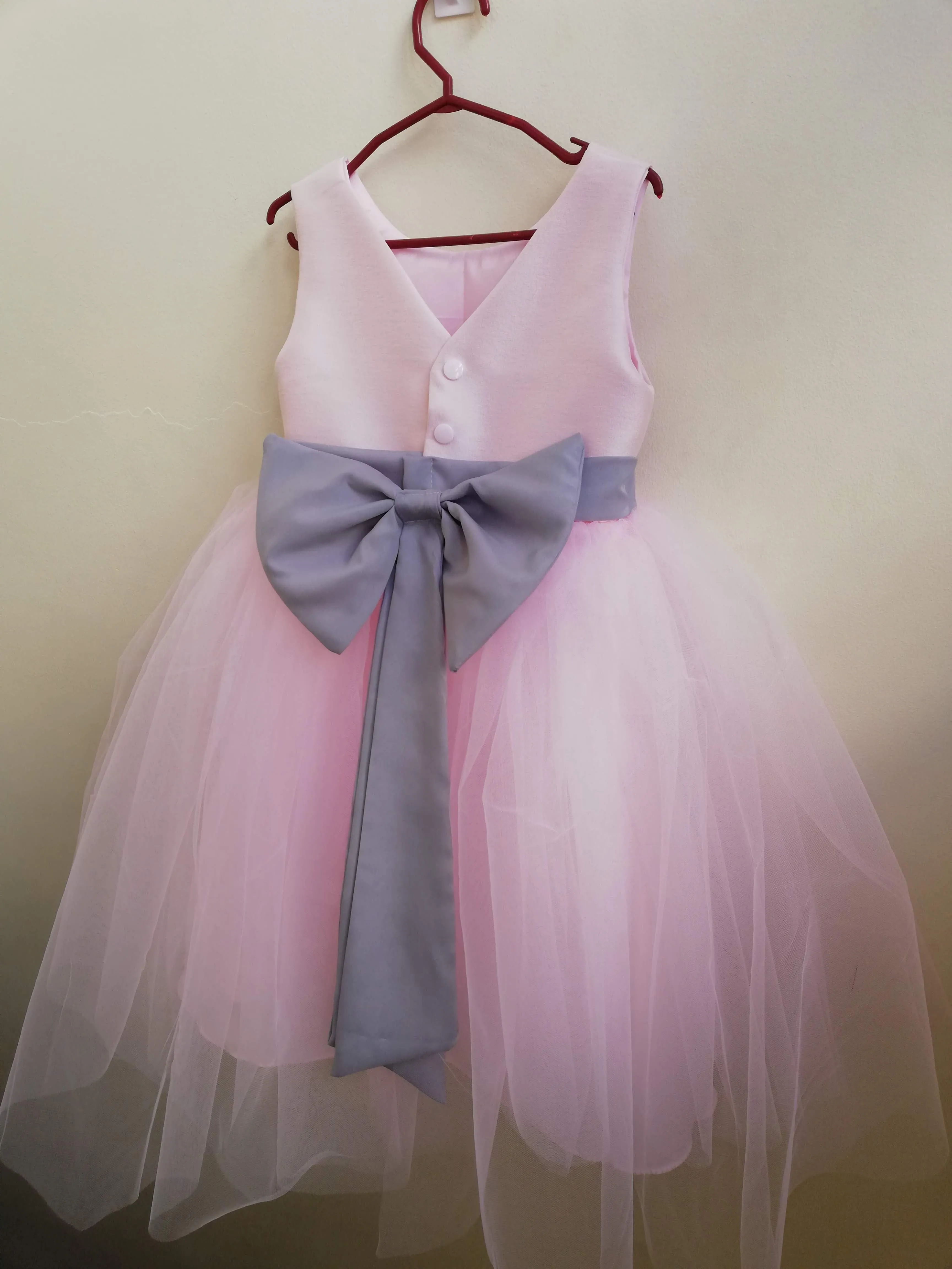 Macy Dress in Light Pink and Gray